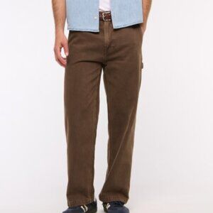 A&F Men's Rigid Denim Baggy Workwear Pant, Brown Wash, 31x30, EUC